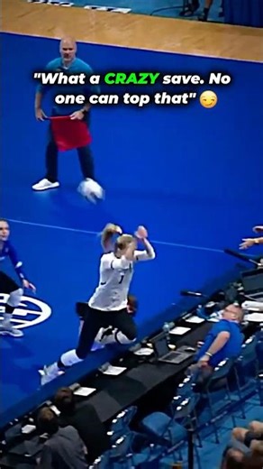 She really jumped over the table😲 #volleyball #ncaa #save #volleyballplayer #women