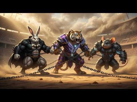 Titan Rabbit vs Titan Mouse Final Knockout |Epic Desert Arena Battle Muscular Animal Fight Animation