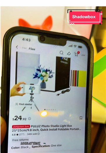 PULUZ Photo Studio Light Box 25*25cm/9.8 inch, Quick Install Foldable Portable Studio Kit with Soft Light Cloth Photography Tent or Equipment White Light, Photographic Fill Light, with 12 Colors Backdrops For Taking Pictures