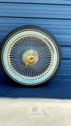 20x8 FWD Wire Wheels – 150 Spoke Chrome (Gold Hub & Knock-Off) + Vogue Tires 245/40R20