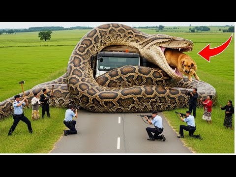heroic rescue team Saves lonely dog from deadly giant python 🐍