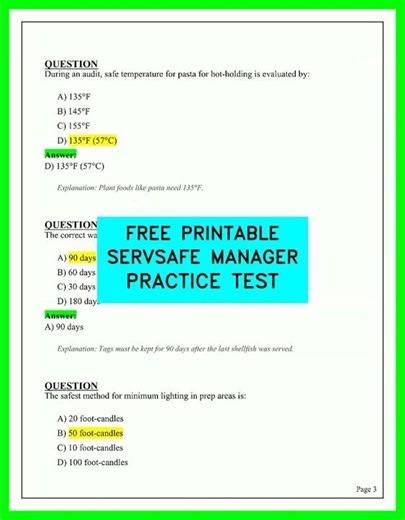 FREE PRINTABLE SERVSAFE MANAGER PRACTICE TEST video