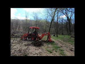 Kubota B26 clearing trees