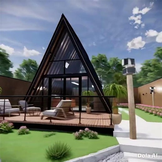 🏡✨ Já imaginou se hospedar em um chalé como este? #Chale #AFrame #CabanaModerna #Hospedagem #airbnb