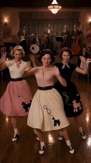 3 ladies doing a 1956 poodle skirt dance #Elvis #1950s #Dance