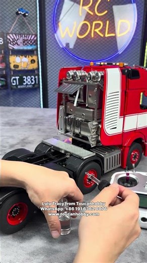 Adding smoke juice to the 1/14 scale Benz tractor truck 8x8 #rc #truck #rccar #toy
