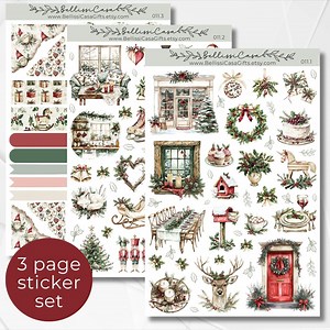 Seasonal Planner Sticker Sheet Set, Vintage Christmas Holly Calendar Planner Journaling Sticker Pack, Aesthetic Bullet Journal Stickers 011 - Etsy