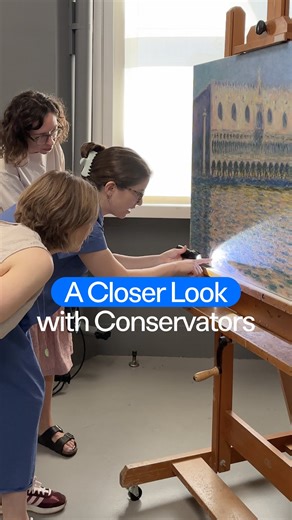 Each of these paintings by Claude Monet from our collection include details that can’t easily be seen while they are displayed in the Monet & Venice galleries. Follow along with Lauren Bradley, Associate Paintings Conservator, and Ellen Nigro, Assistant Paintings Conservator, as they share some of the discoveries they made while examining these three Monets in the lab. 📣 It’s the final week to see #MonetAndVenice! Plan your visit until February 1—with new extended hours for the final weekend—th