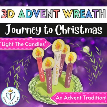 Advent Wreath 3D Candles Craft Christmas Activity Countdown Catholic Coloring