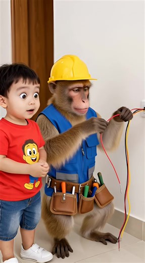 Baby Laughing at Monkey Wire Connection