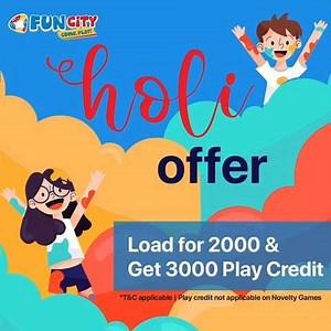 Holi is here and so is our amazing offer! Load for 2000 & get play credit for 3000. Come enjoy at Fun City on Holi And don't forget to Share your pictures on FB and Insta, celebrating Holi at Fun City stores, using #FunCityHoli The best picture will stand a chance to win a GV worth Rs500. Come Play! | Fun City – India