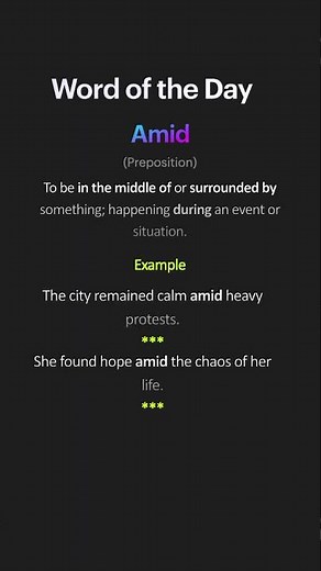 Word of the Day: AMID | Improve Your English Vocabulary Fast! #englishshorts #vocabulary