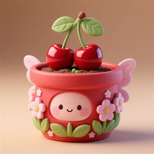 Kawaii Cherry Planter STL File – Cute Fruit Pot Digital Download - Etsy
