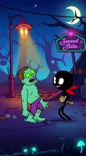 Stickman is Fighting a Cartoon-style Zombie. #stickman #animation #cartoon #funny #shorts #zombie