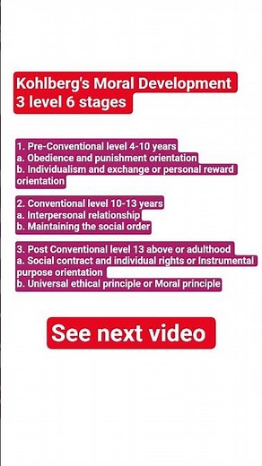 3 levels 6 stages of Kohlberg's Moral Development