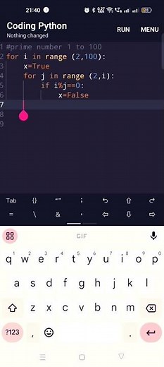 print all prime number between 1 to 100 using python #omkarcode