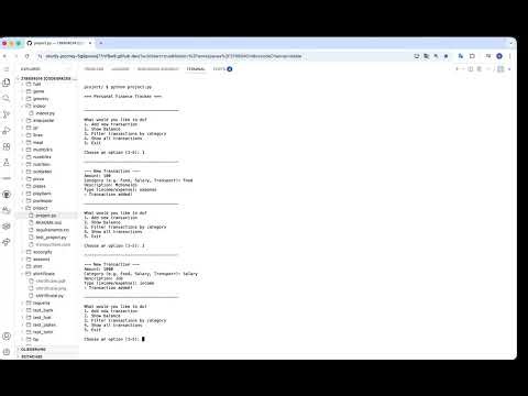 CS50P Final Project "Personal Finance Tracker"