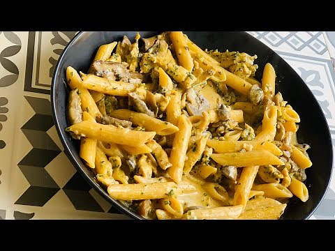 Pâtes au poulet sauce crémeuse aux champignons