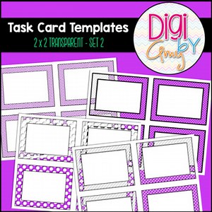 Task Card Templates Clip Art Transparent 2 x 2 Set 2