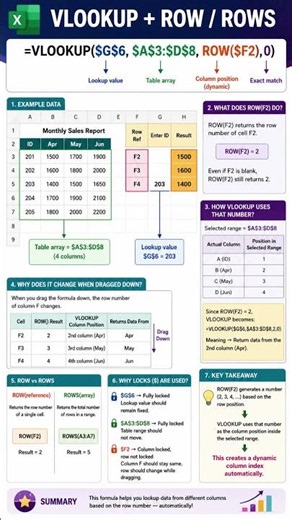 VLOOKUP + ROW in Excel Explained 🔥 Dynamic Column Lookup Made Easy