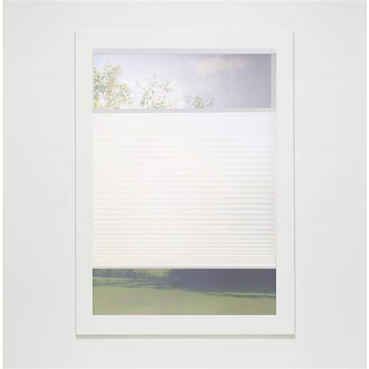 Check The Home Depot's Q&A Before Buying: Perfect Lift Window Treatment White Cordless Top-Down Bottom-Up Light Filtering Eco Polyester Cellular Shades - 70.5 in. W x 64 in. L