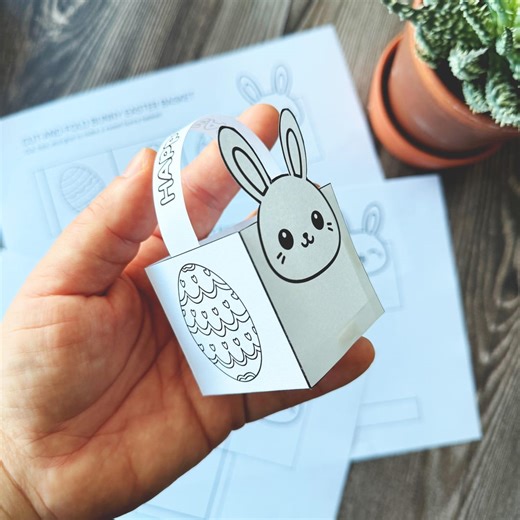 Easter Basket Paper Craft | Printable Coloring, Cut & Glue Activity for Kids | Printable PDF | Instant Download - Etsy Australia