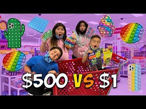 $1 vs $500 FIDGET TOY SHOPPING CHALLENGE AT TARGET!!