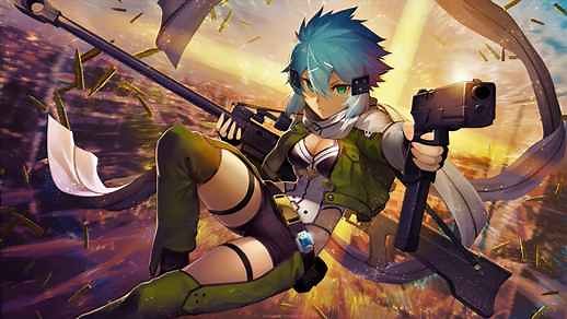 Sinon with Rifle | Sword Art Online II | 4K - Live Wallpaper - LiveWallpapers4Free.com