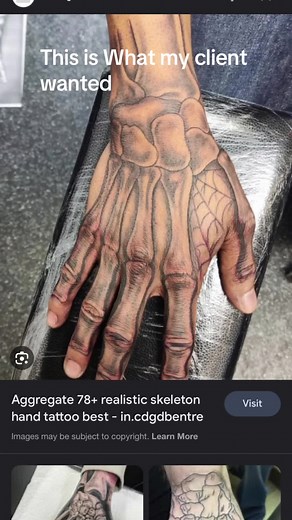 Realistic Skeleton Hand Tattoo | Freehand Design