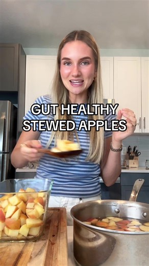 Stewed apples are on repeat in my house🥰 Recipe: -apples -filtered water -cinnamon -add you apples and cinnamon to a pot and fill the pot with filtered water until they’re barely submerged, bring to a boil and let them cook for about 8-10min then let them cool for alittle before transferring to a container, enjoy! #guthealth #guthealthtips #stewedapples #healthyrecipes #guthealthy #digestion #healthydessert #holistichealth #healthandwellness