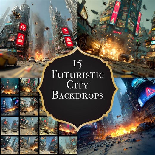 Futuristic Cityscape Digital Backdrop: Neon Cyberpunk, Dystopian Scene - Etsy