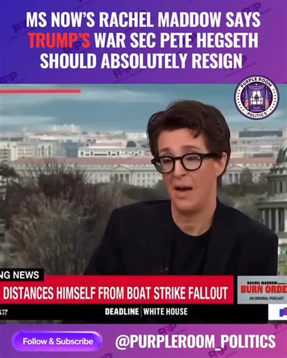 MSNBC’s Rachel Maddow has explicitly stated that Defense Secretary Pete Hegseth “must resign” in response to the controversy surrounding his handling of a deadly boat strike in the Caribbean and his alleged “kill them all” order. During a segment on MSNBC, Maddow called the situation a “catastrophe” and indicated that she thinks it’s “impossible to imagine that he survives this as Secretary of Defense”. She predicted that Republicans would also eventually call for his resignation after investiga