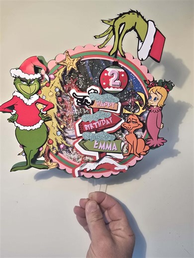 The Grinch Cake Topper - Centerpiece - Cindy Lou - Max - Shaker - Christmas - Birthday - Party Decor - Whoville - Etsy Australia