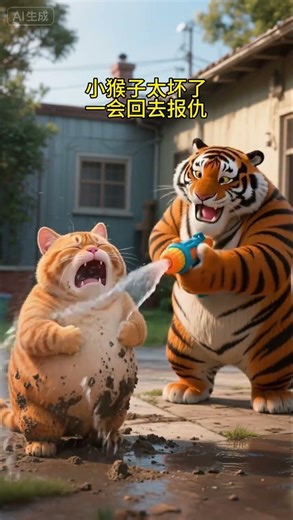 Ep 525 || The tiger helped the orange cat take revenge on the monkey #cat #aicat #fatcat #orảngecat