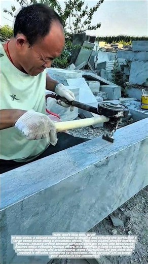 Amazing Stone Carving Process with a Pneumatic Chisel | Precision Masonry Craftsmanship.