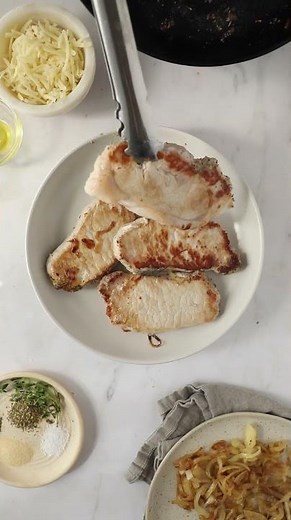 Cast Iron French Onion Pork Chops