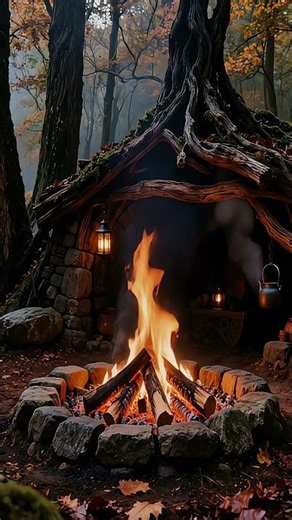 You Stumbled Into Ember Hollow 🔥🍂 Hidden Forest Hearth | 4K