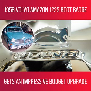 Due to a tight budget, the American 50's inspired Volvo Amazon won't be able to get a chrome finish on its iconic boot badge, but the team have found an alternative that gets the job done. | Love Motoring