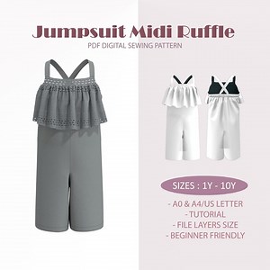 Ruffle Jumpsuit Sewing Pattern: Baby & Kids Sizes 1Y-10Y (PDF Pattern) - Etsy Australia