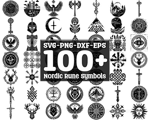 Nordic Rune Symbols SVG Bundle, Set of 100, Instant Digital Download, Png, Svg, Eps, Dxf - Etsy