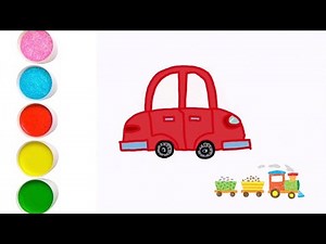 Мультик раскраска машина. Как нарисовать машину. Учим транспорт. Песенки и мелодии для детей #12