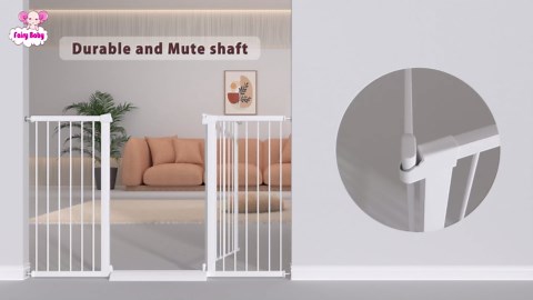 Fairy Baby 38" Extra Tall Baby Gate for Stairs and Doorways, 59.9"-65.3" Extra Wide Long Pet Gate, Metal Auto Close Safety Child Gate Fence for Puppy Pet, Pressure Mounted Walk Through Gate, White