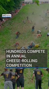 🧀Hundreds took part in the Gloucestershire annual cheese rolling contest. Participants hurled themselves down a 180-metre hill to chase a four kilogram wheel of Double Gloucester cheese. German YouTuber Tom Kopke won the competition for the second year in a row. 📲#rténews #cheeserolling #gloucestershire | RTÉ News