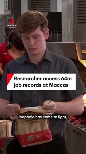 When applying for a job at Maccas, prospective workers send their details to an AI chatbot. Researchers say they were able to access the bot's 64 million records using the username and password '123456'. #bot #AI #jobrecords #Maccas #Mcdonalds #7NEWS