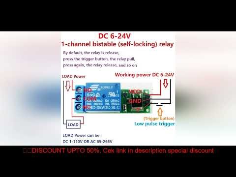 DC 6V 9V 12V 24V Flip-Flop Latch Relay Module 1 Channel Bistable Self-locking Switch Low Pulse Trigg