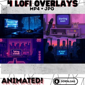 Animated Lofi Overlay Pack (4 MP4 Loops) | Seamless Video Backgrounds for Streaming & Wallpapers - Etsy UK