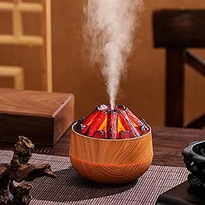Portable Mini Humidifier, Colorful, Cool Mist, USB Powered Perfect for Desk Bedroom Indoor Plant Quiet Colorful Night Light (Lightwood)