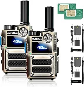 Global Radios Unlimited Range Walkie Talkies Nationwide PTT Walkie-Talkie Long Distance Handheld PoC Two Way Radio Long Range for Logistics,Team and Family,No Monthly Fee (2Pcs with SIM)