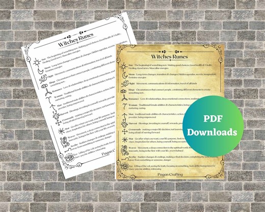 Witches Runes Chart: Meanings for Bos/grimoire (PDF Download) - Etsy