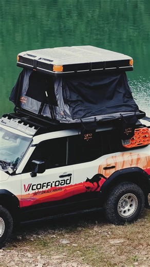 92K views · 124 reactions | ⚡ One Touch. Camp Ready. No more cranking, no more hassle — just press and relax. The San Hima Kosci E-Rise Rooftop Tent opens and closes automatically with a single touch!  Electric lift with remote  Set up or pack down in seconds ☔ Built tough for every 4WD adventure Hit the button. Watch it rise. Sleep above the rest. | Vicoffroad | Facebook